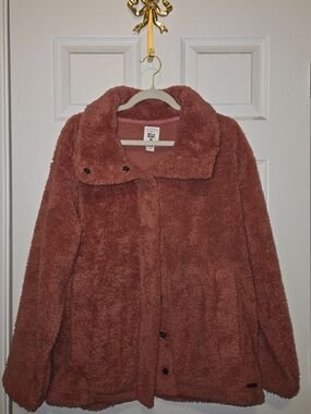Billabong Plush Teddy Jacket in Dusty Rose